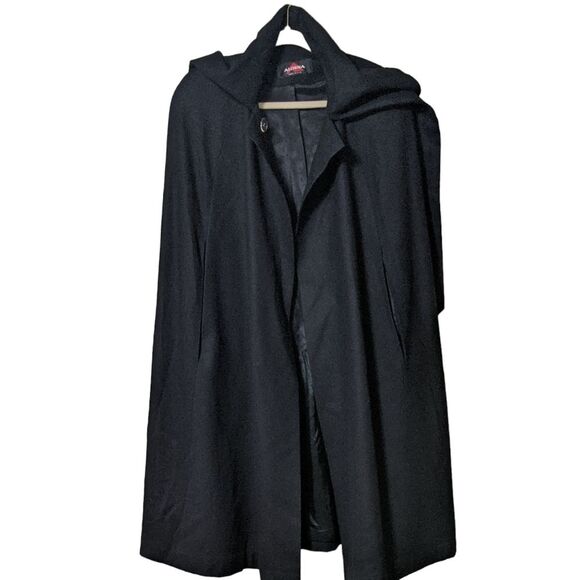 Alorna vintage black wool cape cloak arm slits and embroidered scarf OSFM - Picture 5 of 11